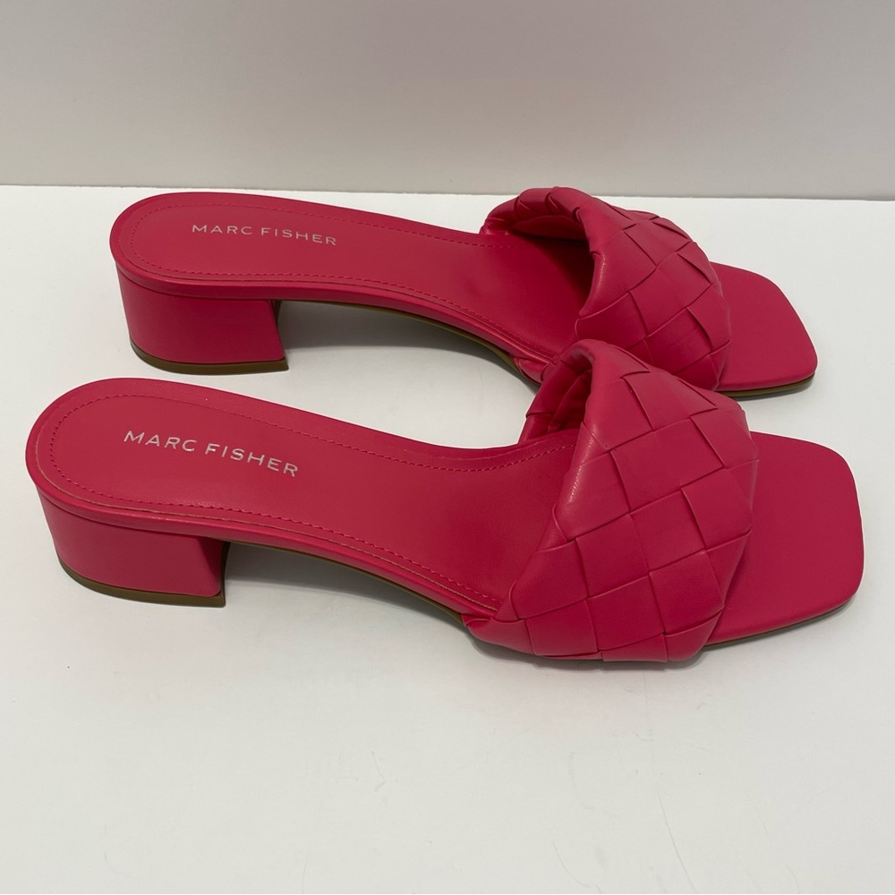 NWOT Marc Fisher Casara Block Heel Braided Slides Sandals Pink Size 8 - Picture 4 of 12